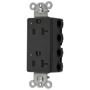Bryant Hubbell Wiring Device-Kellems SNAPConnect Decorator Receptacle 20A/125V LED Black (SNAP2162BKL)