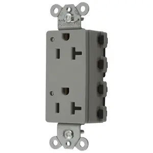 Bryant Hubbell Wiring Device-Kellems SNAPConnect Decorator Receptacle 20A/125V LED Gray (SNAP2162GYL)