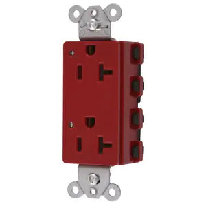 Bryant Hubbell Wiring Device-Kellems SNAPConnect Decorator Receptacle 20A/125V LED Red (SNAP2162RL)
