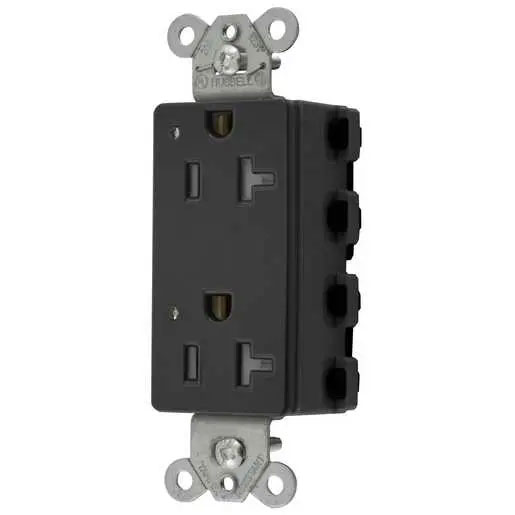 Bryant Hubbell Wiring Device-Kellems SNAPConnect Decorator Receptacle 20A/125V LED Tamper-Resistant Black (SNAP2162BKLTRA)