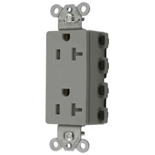 Bryant Hubbell Wiring Device-Kellems SNAPConnect Decorator Receptacle 20A/125V Tamper-Resistant Gray (SNAP2162GYTRA)