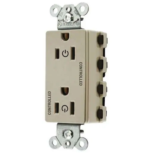 Bryant Hubbell Wiring Device-Kellems SNAPConnect Decorator Receptacle Controlled 15A 125V Ivory (SNAP2152C2I)