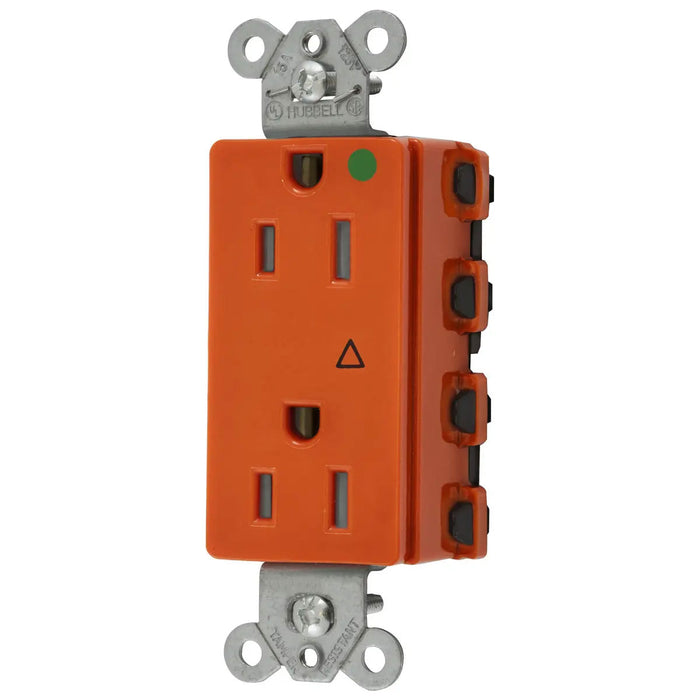 Bryant Hubbell Wiring Device-Kellems SNAPConnect Decorator Receptacle Hospital Grade 15A/125V Isolated Ground LED Orange (SNAP2172IGL)