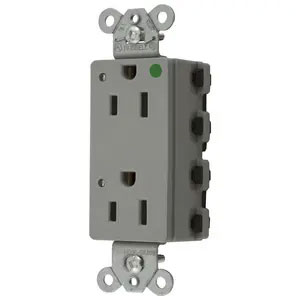 Bryant Hubbell Wiring Device-Kellems SNAPConnect Decorator Receptacle Hospital Grade 15A/125V LED Gray (SNAP2172GYL)