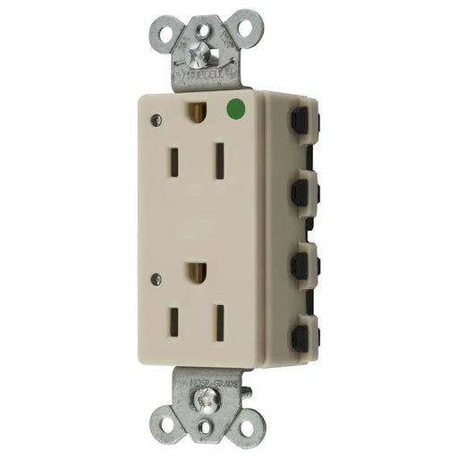 Bryant Hubbell Wiring Device-Kellems SNAPConnect Decorator Receptacle Hospital Grade 15A/125V LED Ivory (SNAP2172IL)