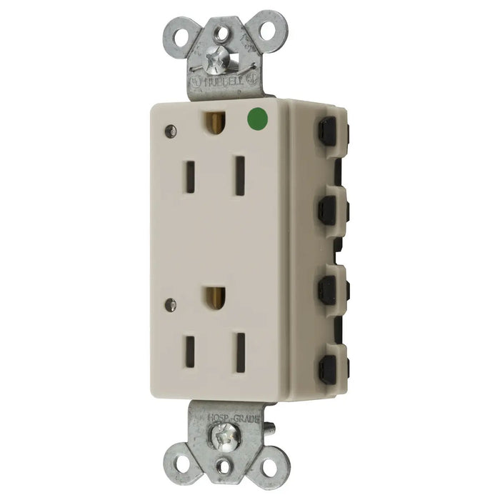 Bryant Hubbell Wiring Device-Kellems SNAPConnect Decorator Receptacle Hospital Grade 15A/125V LED Light Almond (SNAP2172LAL)