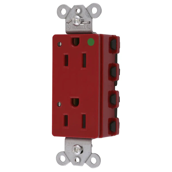 Bryant Hubbell Wiring Device-Kellems SNAPConnect Decorator Receptacle Hospital Grade 15A/125V LED Red (SNAP2172RL)