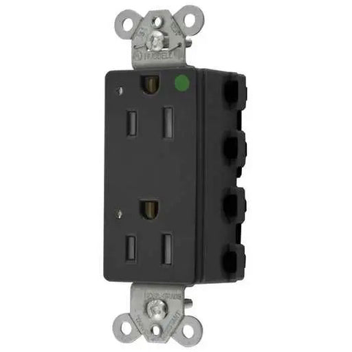 Bryant Hubbell Wiring Device-Kellems SNAPConnect Decorator Receptacle Hospital Grade 15A/125V LED Tamper-Resistant Black (SNAP2172BKLTRA)