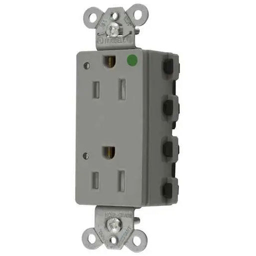 Bryant Hubbell Wiring Device-Kellems SNAPConnect Decorator Receptacle Hospital Grade 15A/125V LED Tamper-Resistant Gray (SNAP2172GYLTRA)