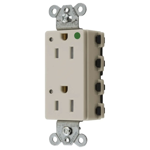 Bryant Hubbell Wiring Device-Kellems SNAPConnect Decorator Receptacle Hospital Grade 15A/125V LED Tamper-Resistant Light Almond (SNAP2172LALTRA)