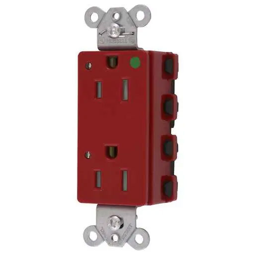 Bryant Hubbell Wiring Device-Kellems SNAPConnect Decorator Receptacle Hospital Grade 15A/125V LED Tamper-Resistant Red (SNAP2172RLTRA)