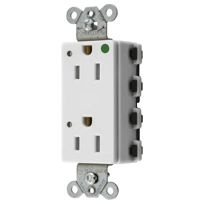 Bryant Hubbell Wiring Device-Kellems SNAPConnect Decorator Receptacle Hospital Grade 15A/125V LED Tamper-Resistant White (SNAP2172WLTRA)