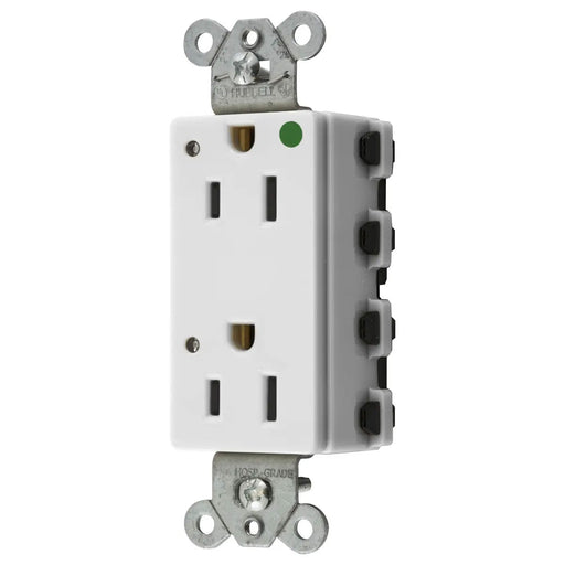 Bryant Hubbell Wiring Device-Kellems SNAPConnect Decorator Receptacle Hospital Grade 15A/125V LED White (SNAP2172WL)