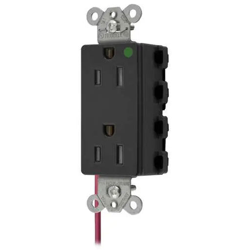 Bryant Hubbell Wiring Device-Kellems SNAPConnect Decorator Receptacle Hospital Grade 15A/125V Split Circuit Tamper-Resistant Black (SNAP2172BKSCTRA)