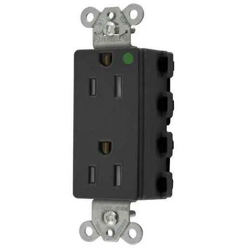 Bryant Hubbell Wiring Device-Kellems SNAPConnect Decorator Receptacle Hospital Grade 15A/125V Tamper-Resistant Black (SNAP2172BKTRA)