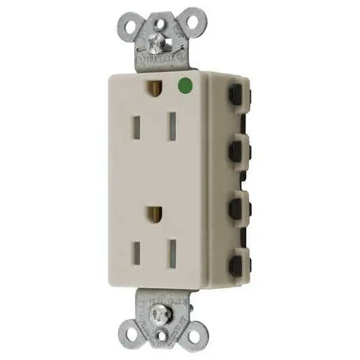 Bryant Hubbell Wiring Device-Kellems SNAPConnect Decorator Receptacle Hospital Grade 15A/125V Tamper-Resistant Light Almond (SNAP2172LATRA)