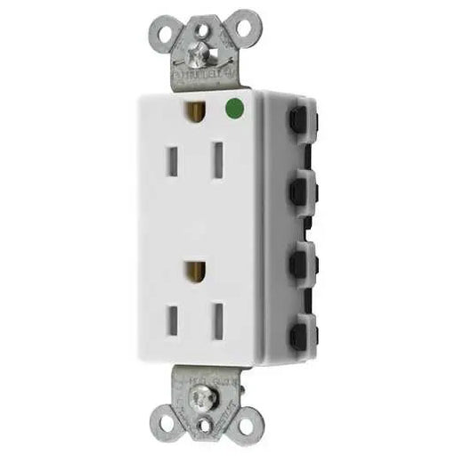 Bryant Hubbell Wiring Device-Kellems SNAPConnect Decorator Receptacle Hospital Grade 15A/125V Tamper-Resistant White (SNAP2172WTRA)