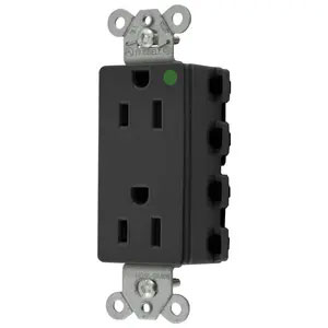 Bryant Hubbell Wiring Device-Kellems SNAPConnect Decorator Receptacle Hospital Grade 15A/125V USA Black (SNAP2172BKNA)