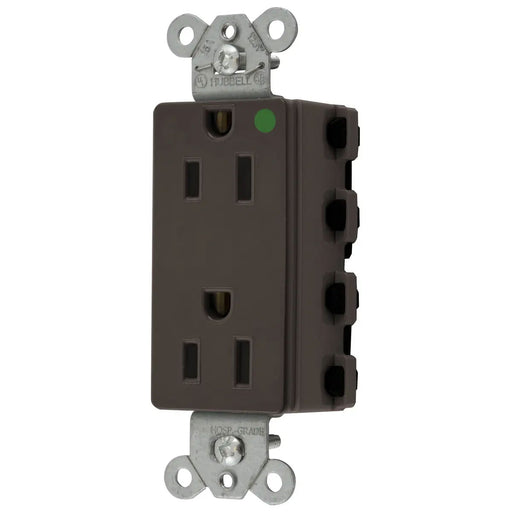 Bryant Hubbell Wiring Device-Kellems SNAPConnect Decorator Receptacle Hospital Grade 15A/125V USA Brown (SNAP2172NA)