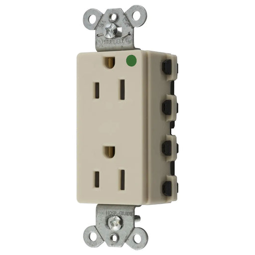 Bryant Hubbell Wiring Device-Kellems SNAPConnect Decorator Receptacle Hospital Grade 15A/125V USA Ivory (SNAP2172INA)