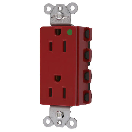 Bryant Hubbell Wiring Device-Kellems SNAPConnect Decorator Receptacle Hospital Grade 15A/125V USA Red (SNAP2172RNA)