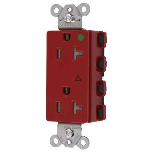 Bryant Hubbell Wiring Device-Kellems SNAPConnect Decorator Receptacle Hospital Grade 20A/125V Isolated Ground Tamper-Resistant Red (SNAP2182RIGTRA)