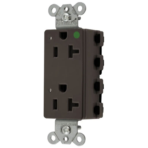 Bryant Hubbell Wiring Device-Kellems SNAPConnect Decorator Receptacle Hospital Grade 20A/125V LED Brown (SNAP2182L)