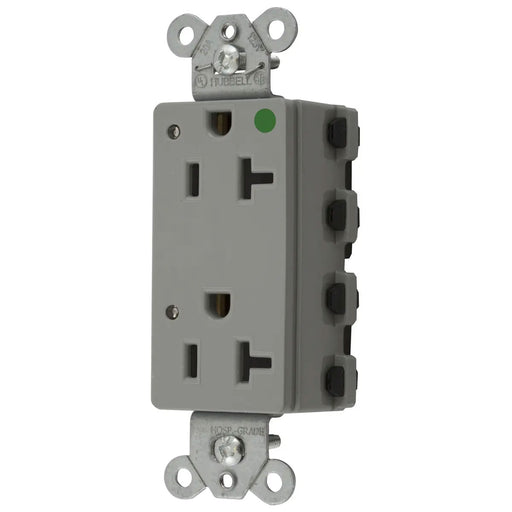 Bryant Hubbell Wiring Device-Kellems SNAPConnect Decorator Receptacle Hospital Grade 20A/125V LED Gray (SNAP2182GYL)