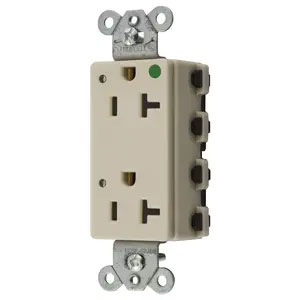 Bryant Hubbell Wiring Device-Kellems SNAPConnect Decorator Receptacle Hospital Grade 20A/125V LED Ivory (SNAP2182IL)