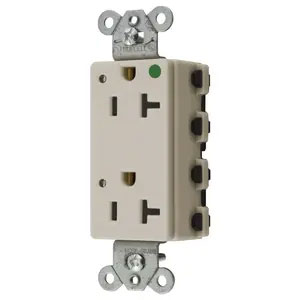 Bryant Hubbell Wiring Device-Kellems SNAPConnect Decorator Receptacle Hospital Grade 20A/125V LED Light Almond (SNAP2182LAL)