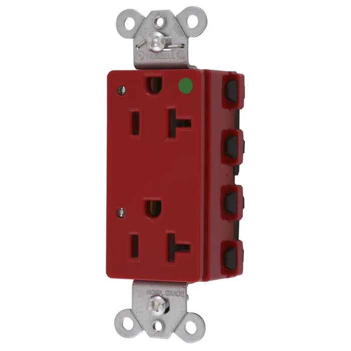 Bryant Hubbell Wiring Device-Kellems SNAPConnect Decorator Receptacle Hospital Grade 20A/125V LED Red (SNAP2182RL)