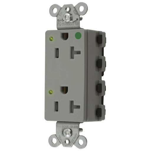 Bryant Hubbell Wiring Device-Kellems SNAPConnect Decorator Receptacle Hospital Grade 20A/125V LED Tamper-Resistant Gray (SNAP2182GYLTRA)