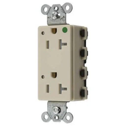 Bryant Hubbell Wiring Device-Kellems SNAPConnect Decorator Receptacle Hospital Grade 20A/125V LED Tamper-Resistant Ivory (SNAP2182ILTRA)