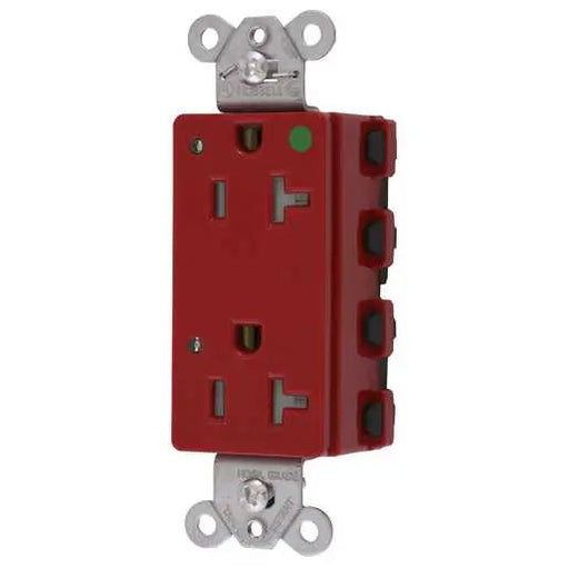 Bryant Hubbell Wiring Device-Kellems SNAPConnect Decorator Receptacle Hospital Grade 20A/125V LED Tamper-Resistant Red (SNAP2182RLTRA)
