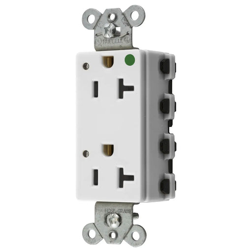 Bryant Hubbell Wiring Device-Kellems SNAPConnect Decorator Receptacle Hospital Grade 20A/125V LED White (SNAP2182WL)