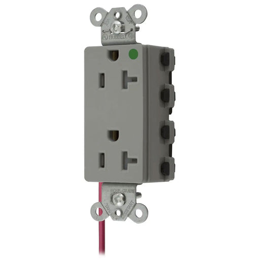 Bryant Hubbell Wiring Device-Kellems SNAPConnect Decorator Receptacle Hospital Grade 20A/125V Split Circuit Tamper-Resistant Gray (SNAP2182GYSCTRA)