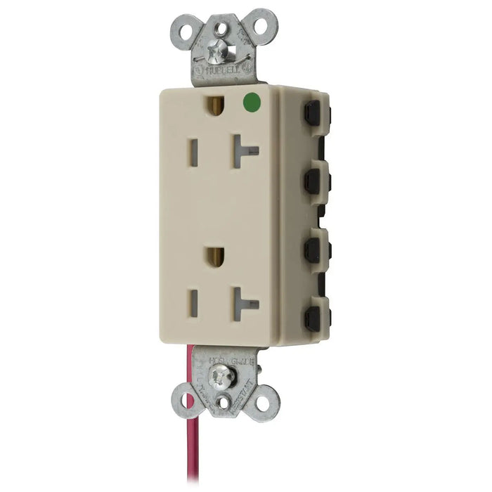 Bryant Hubbell Wiring Device-Kellems SNAPConnect Decorator Receptacle Hospital Grade 20A/125V Split Circuit Tamper-Resistant Ivory (SNAP2182ISCTRA)