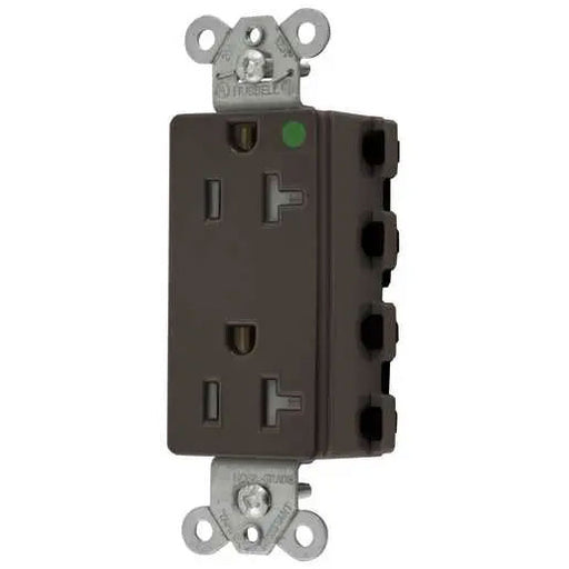 Bryant Hubbell Wiring Device-Kellems SNAPConnect Decorator Receptacle Hospital Grade 20A/125V Tamper-Resistant Brown (SNAP2182TRA)