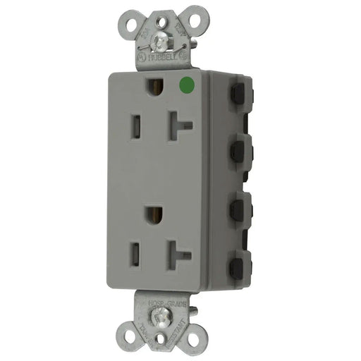 Bryant Hubbell Wiring Device-Kellems SNAPConnect Decorator Receptacle Hospital Grade 20A/125V Tamper-Resistant Gray (SNAP2182GYTRA)