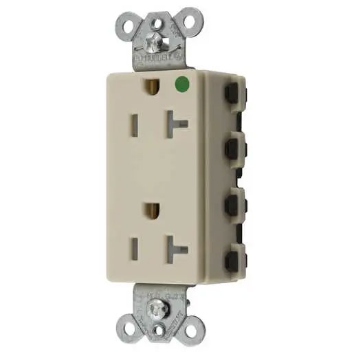 Bryant Hubbell Wiring Device-Kellems SNAPConnect Decorator Receptacle Hospital Grade 20A/125V Tamper-Resistant Ivory (SNAP2182ITRA)