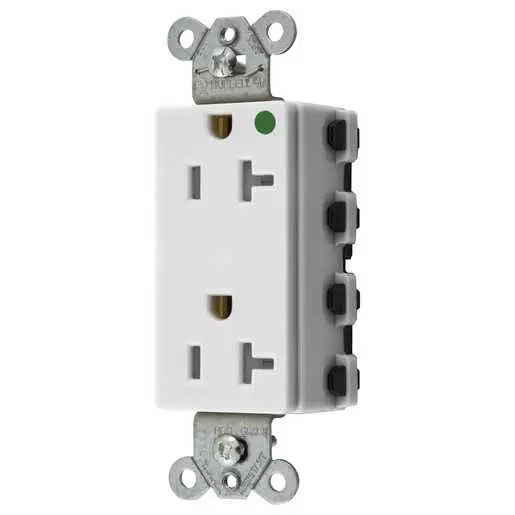 Bryant Hubbell Wiring Device-Kellems SNAPConnect Decorator Receptacle Hospital Grade 20A/125V Tamper-Resistant White (SNAP2182WTRA)