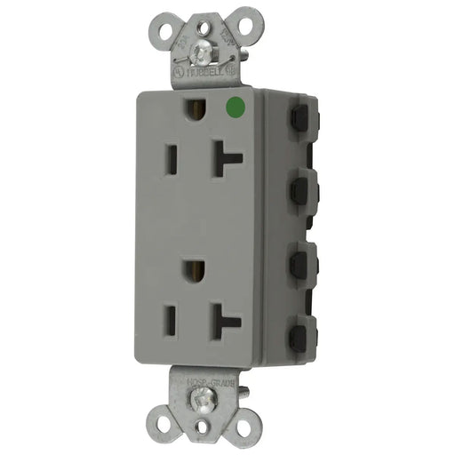 Bryant Hubbell Wiring Device-Kellems SNAPConnect Decorator Receptacle Hospital Grade 20A/125V USA Gray (SNAP2182GYNA)