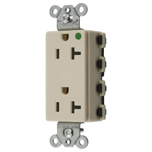 Bryant Hubbell Wiring Device-Kellems SNAPConnect Decorator Receptacle Hospital Grade 20A/125V USA Ivory (SNAP2182INA)