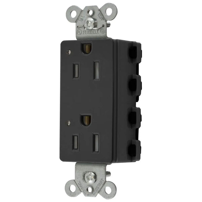 Bryant Hubbell Wiring Device-Kellems SNAPConnect Decorator Receptacles 15A/125V LED Tamper-Resistant Black (SNAP2152BKLTRA)