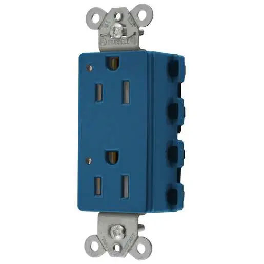 Bryant Hubbell Wiring Device-Kellems SNAPConnect Decorator Receptacles 15A/125V LED Tamper-Resistant Blue (SNAP2152BLLTRA)