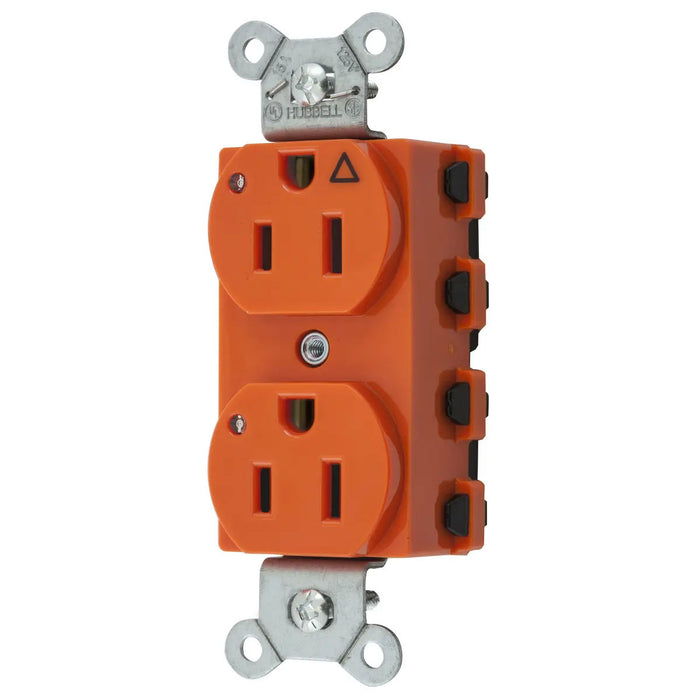 Bryant Hubbell Wiring Device-Kellems SNAPConnect Duplex Receptacle 15A/125V Ig LED Orange (SNAP5262IGL)