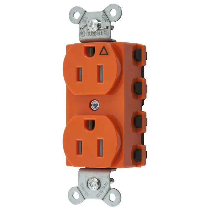 Bryant Hubbell Wiring Device-Kellems SNAPConnect Duplex Receptacle 15A/125V Ig Tamper-Resistant Orange ST2 (SNAP5262IGTRA)