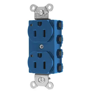 Bryant Hubbell Wiring Device-Kellems SNAPConnect Duplex Receptacle 15A/125V LED Blue (SNAP5262BLL)