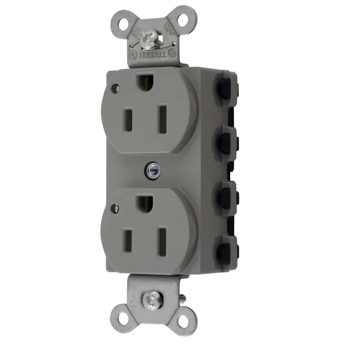 Bryant Hubbell Wiring Device-Kellems SNAPConnect Duplex Receptacle 15A/125V LED Gray (SNAP5262GYL)
