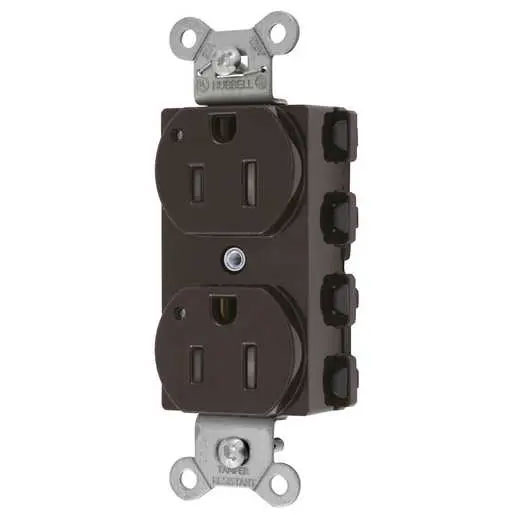 Bryant Hubbell Wiring Device-Kellems SNAPConnect Duplex Receptacle 15A/125V LED Tamper-Resistant Brown (SNAP5262LTRA)